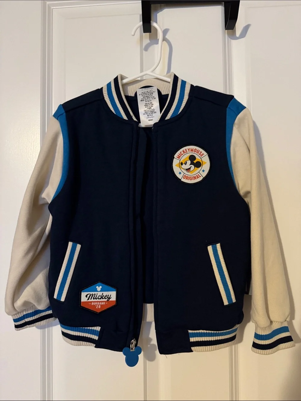 NWT Toddler Disney Navy, Cream & Blue Mickey Varsity Jacket